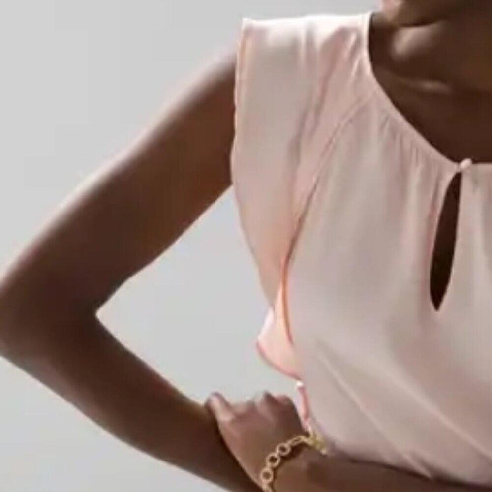White House Black Market Flutter Sleeve Shell Mellon Ice